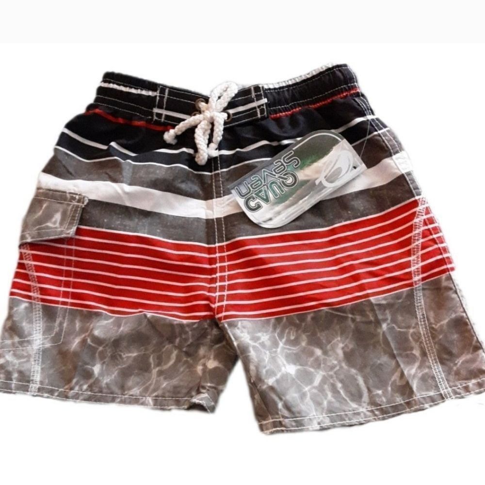 Quad Seven Swim Trunks Baby Colorblock Stripe Mesh Lining NWT Infant Siz…‎